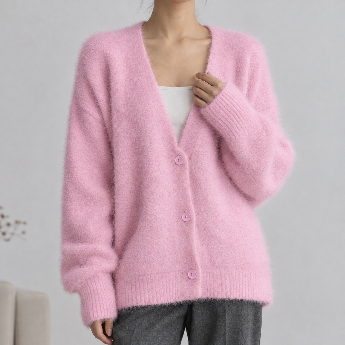 Beelsby Fuzzy Cardigan - Pink