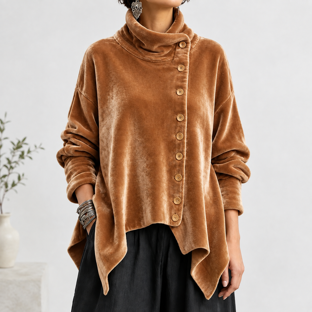 Elena Velvet Cardigan - Brown