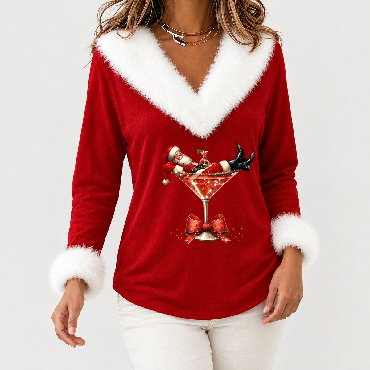 Sedbergh V Neck Top - Red