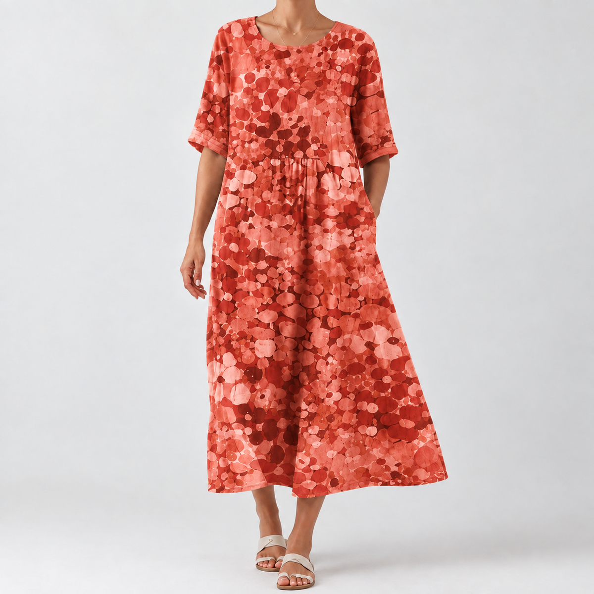 Alessia Relaxed Midi Dress - Brick Red