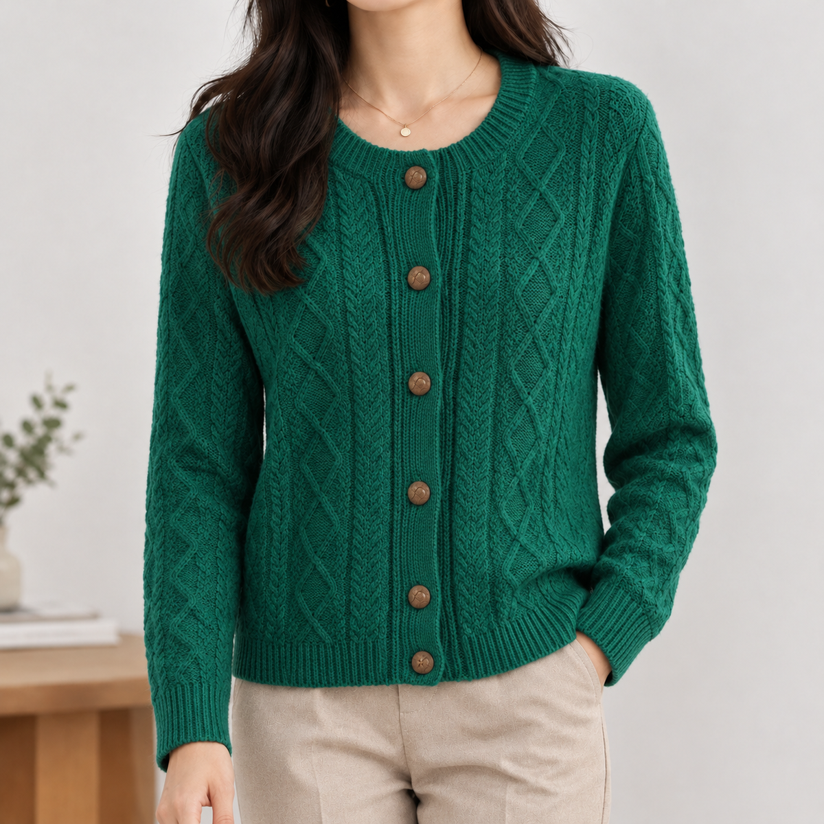 Hampreston Wool Cardigan - Emerald
