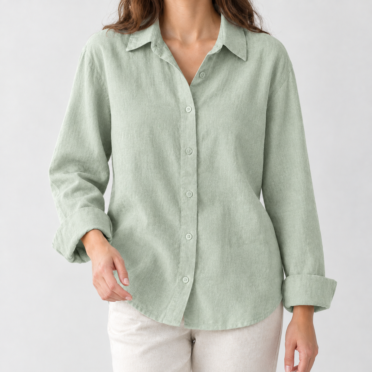 Trevone Linen Blend Shirt - Light Green