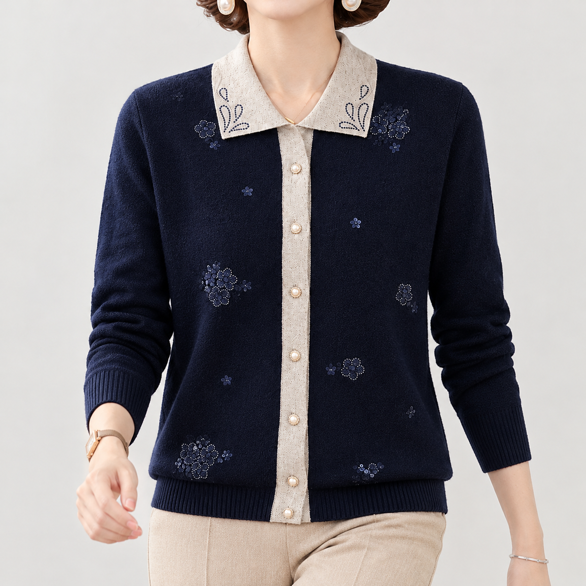 Hunwick Embellished Cardigan - Arrival. Navy Blue