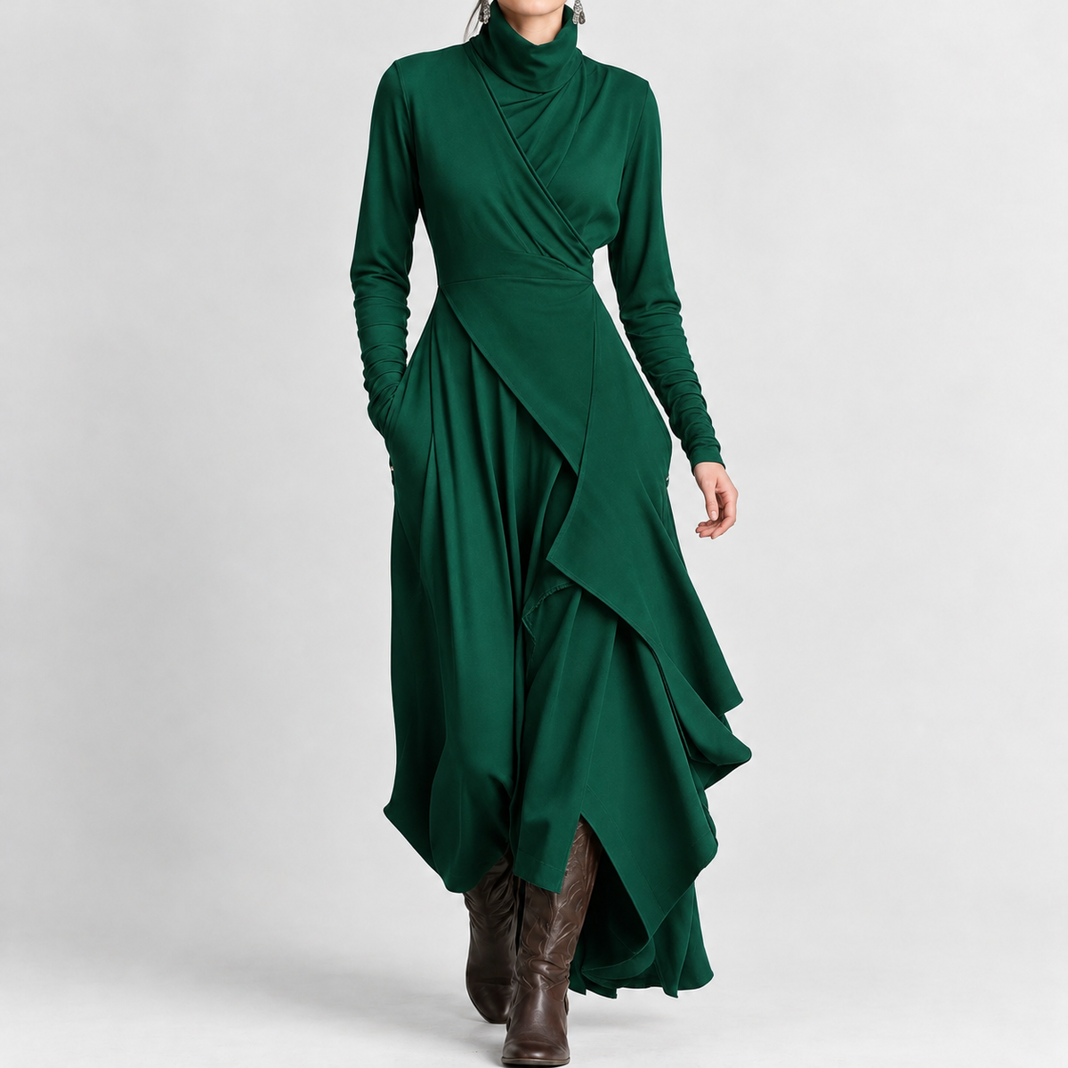 Hepple Draped Maxi Dress - Green