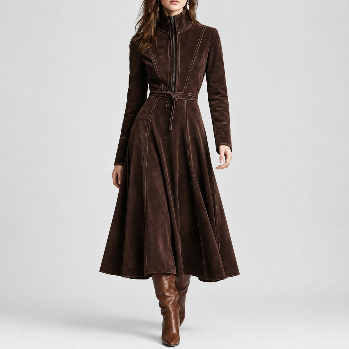 Urswick A-Line Dress - Brown
