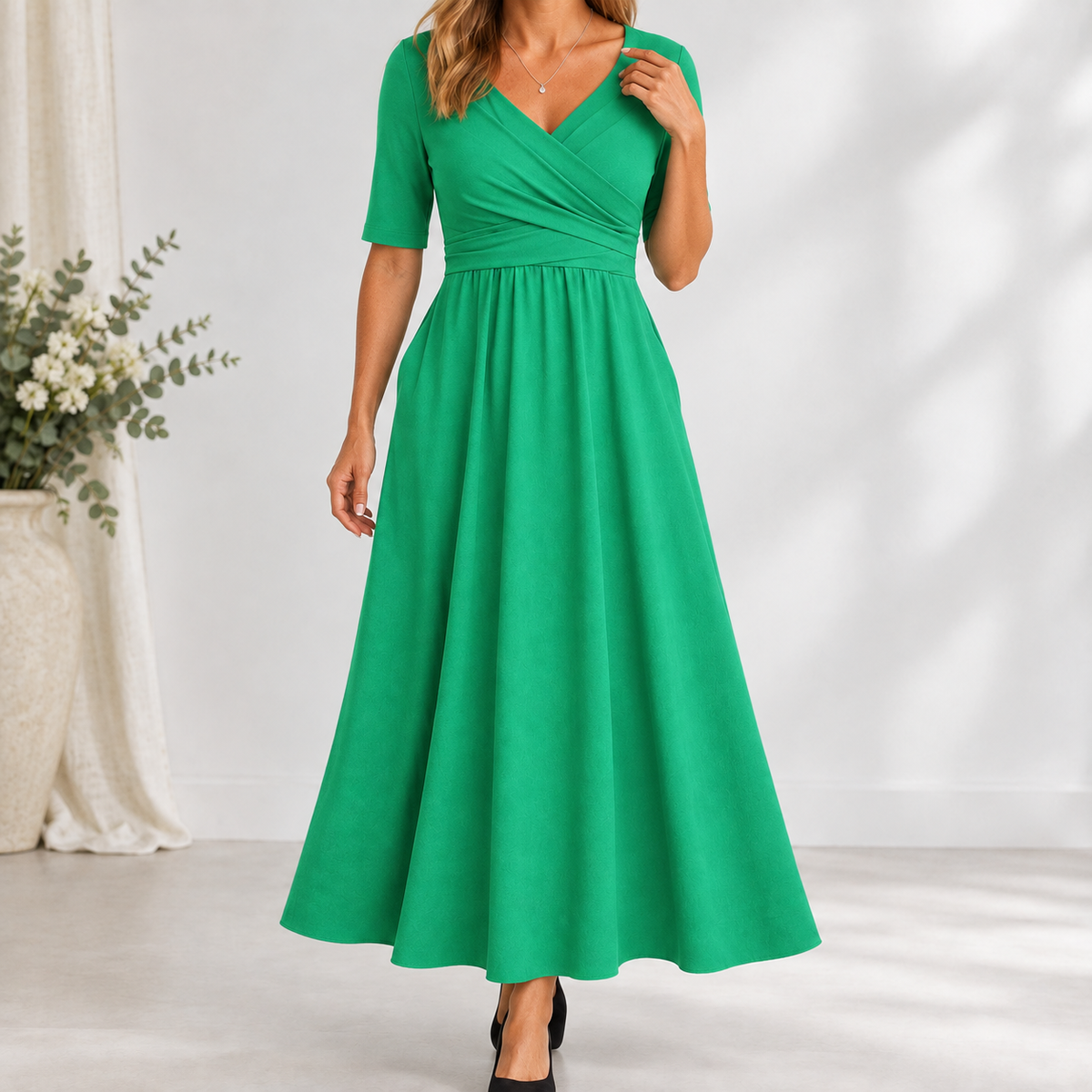 Holme Wrap Maxi Dress - Green