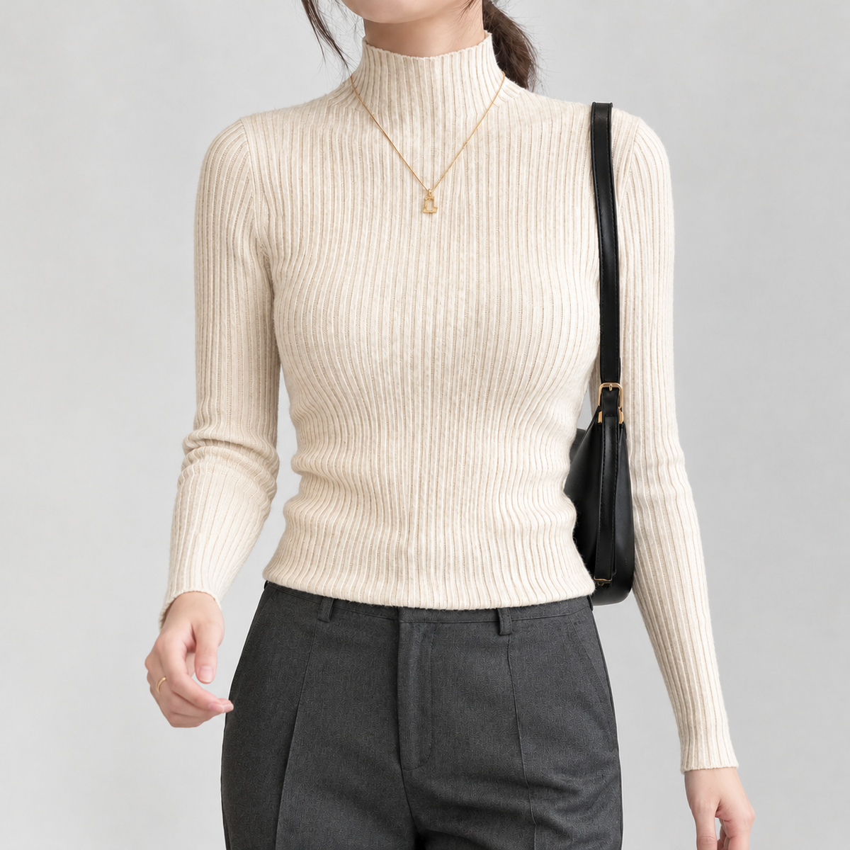 Bailrigg Mock Neck Sweater - Apricot