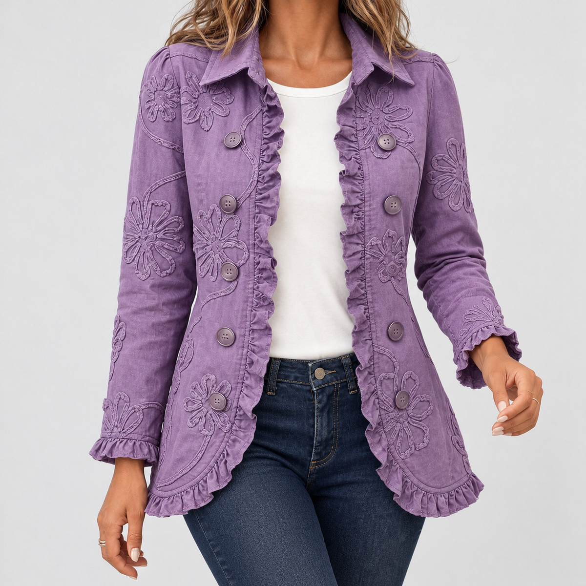 Winsford Floral Ruffle Jacket - Purple