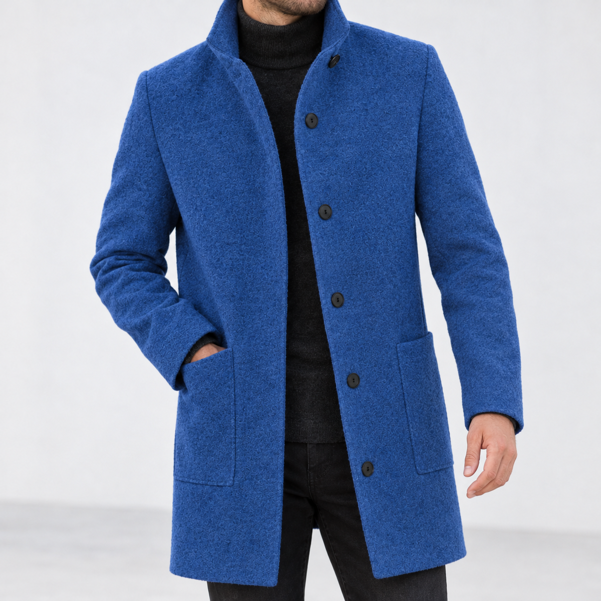 Defford Stand Collar Jacket - Denim Blue