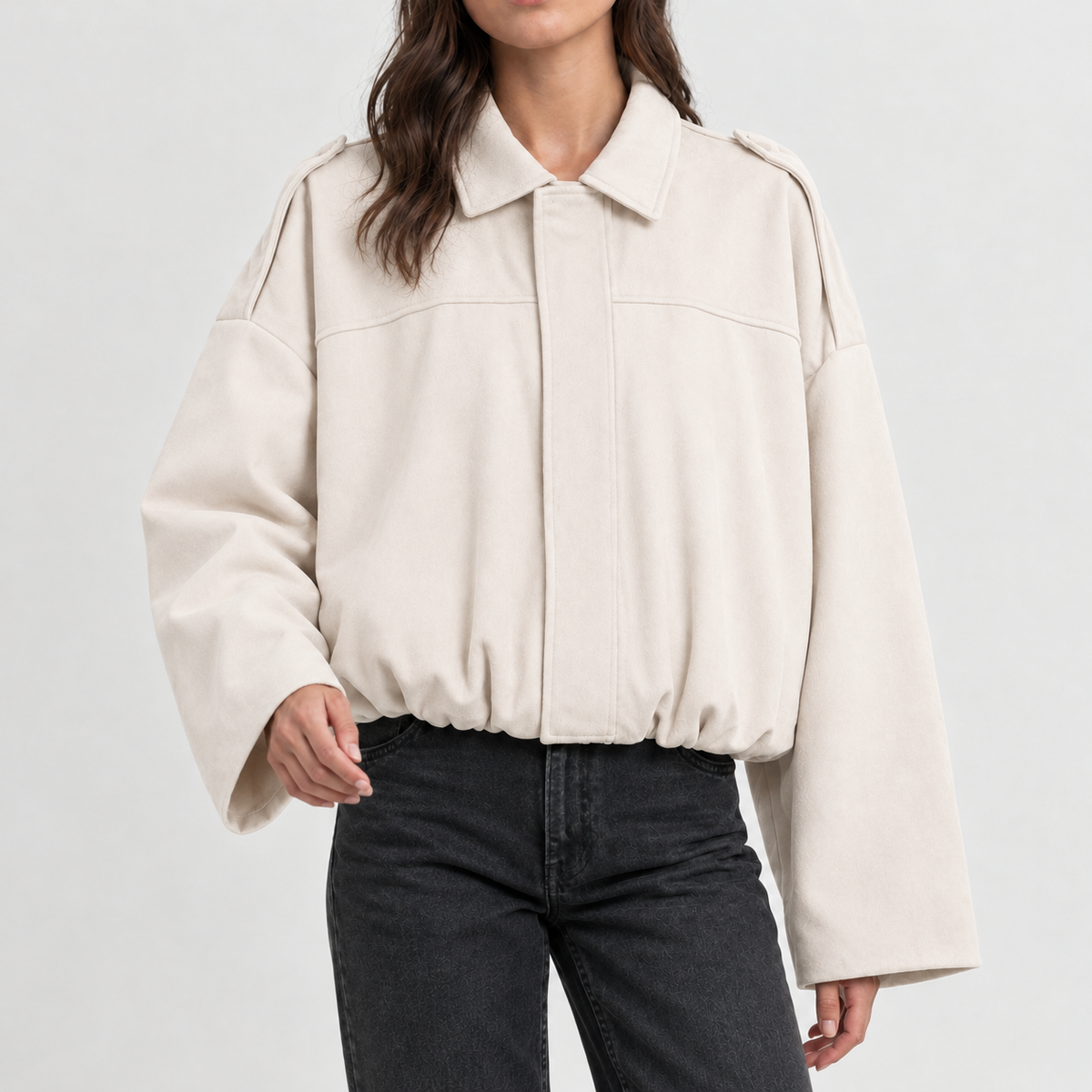 Broadbottom Suede Bomber Jacket - Off White