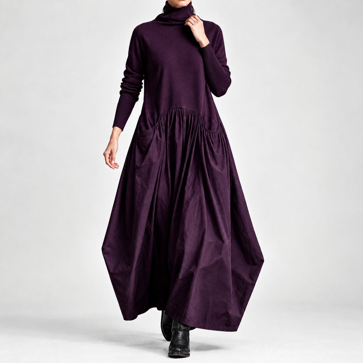 Stamford Balloon Dress - Purple