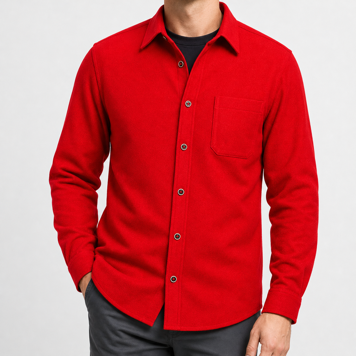 Duns Fleece Lined Shirt - Red
