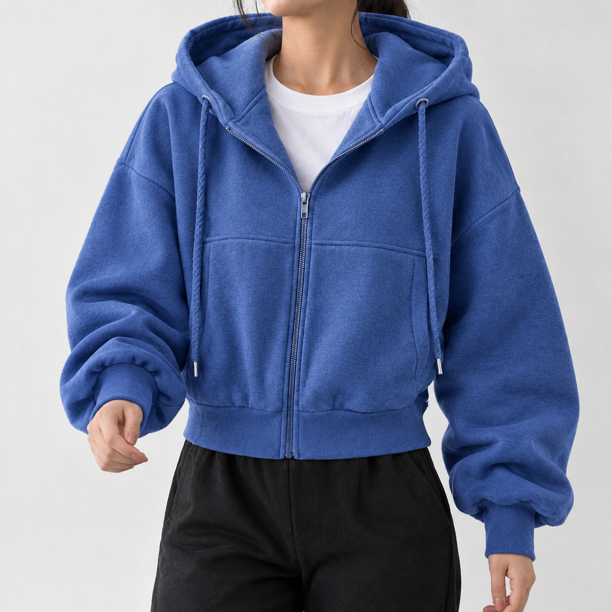 Gerrans Cropped Zip Hoodie - Royal Blue