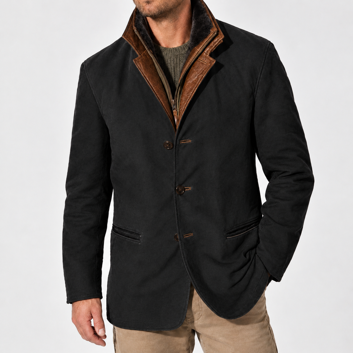 Kildale Layered Collar Jacket - Black
