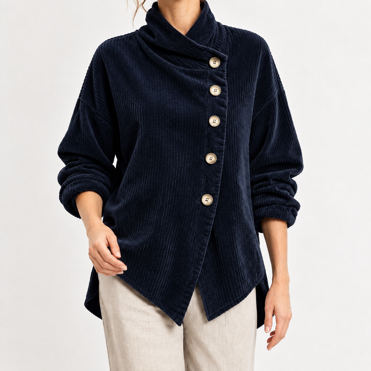 Sabine Asymmetric Jacket - Navy Blue
