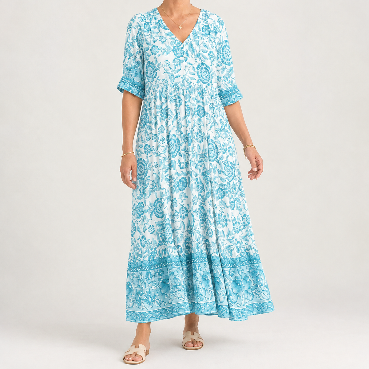 Dacre Tiered Maxi Dress - Sky Blue