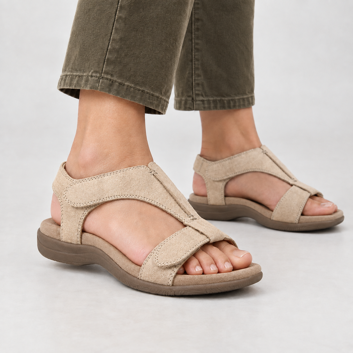 Selworthy T-Strap Sandals - Beige
