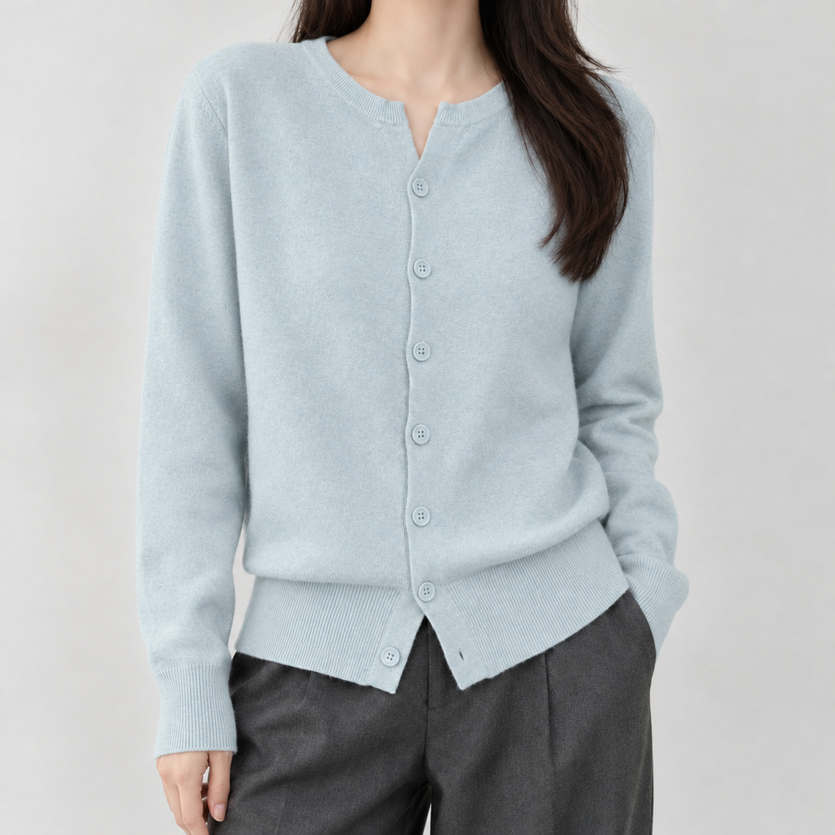 Braemar Notch Neck Cardigan - Blue