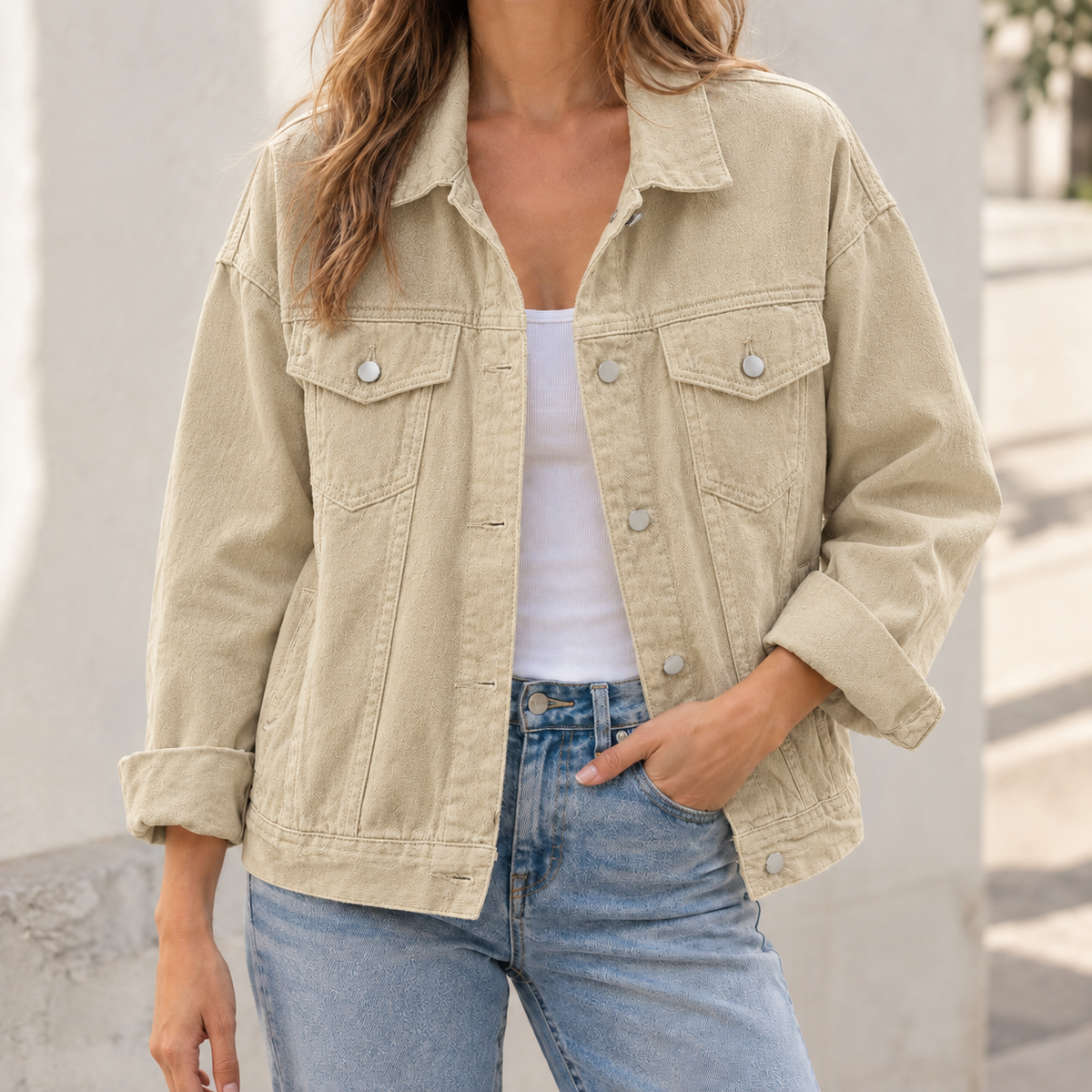 Ashley Denim Jacket - Khaki