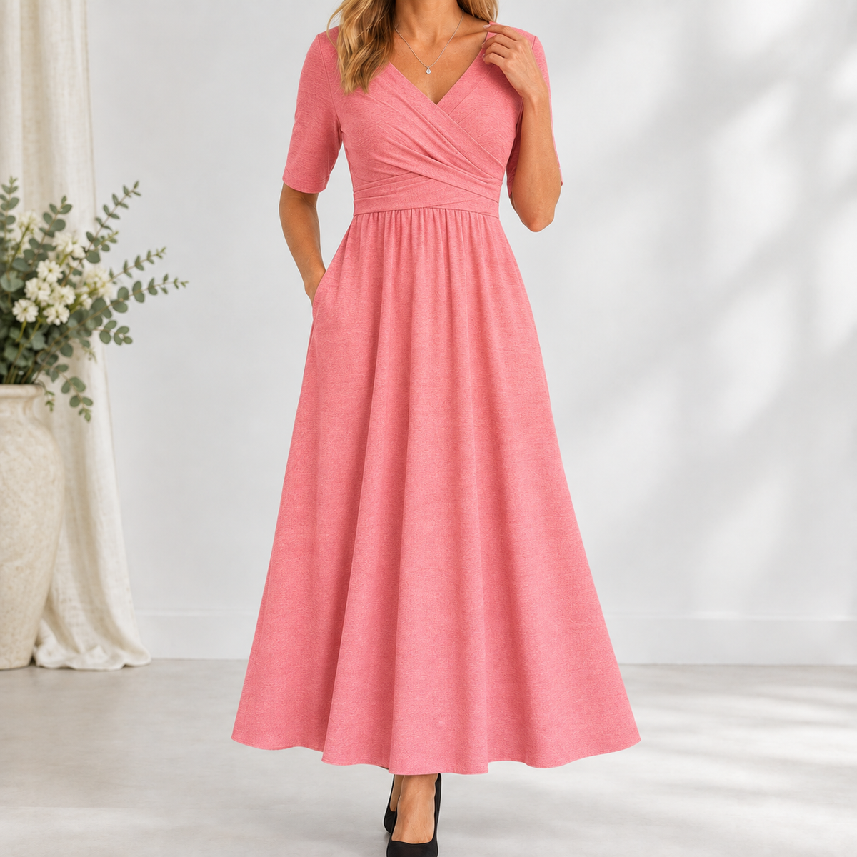 Holme Wrap Maxi Dress - Pink
