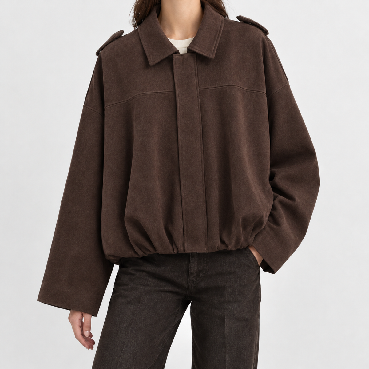 Kinsham Suede Bomber Jacket - Brown