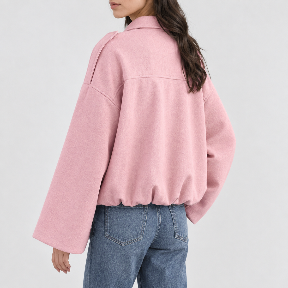 Brendon Suede Bomber Jacket - Pink
