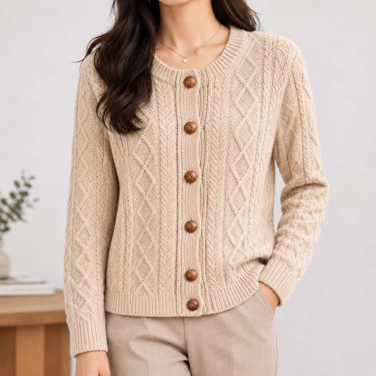 Hampreston Wool Cardigan - Beige