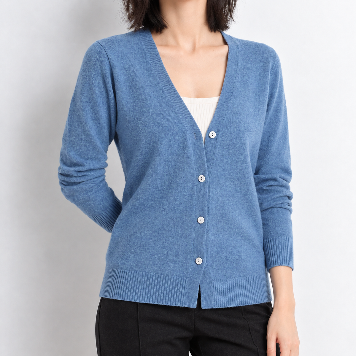 Windrush V Neck Cardigan - Haze Blue