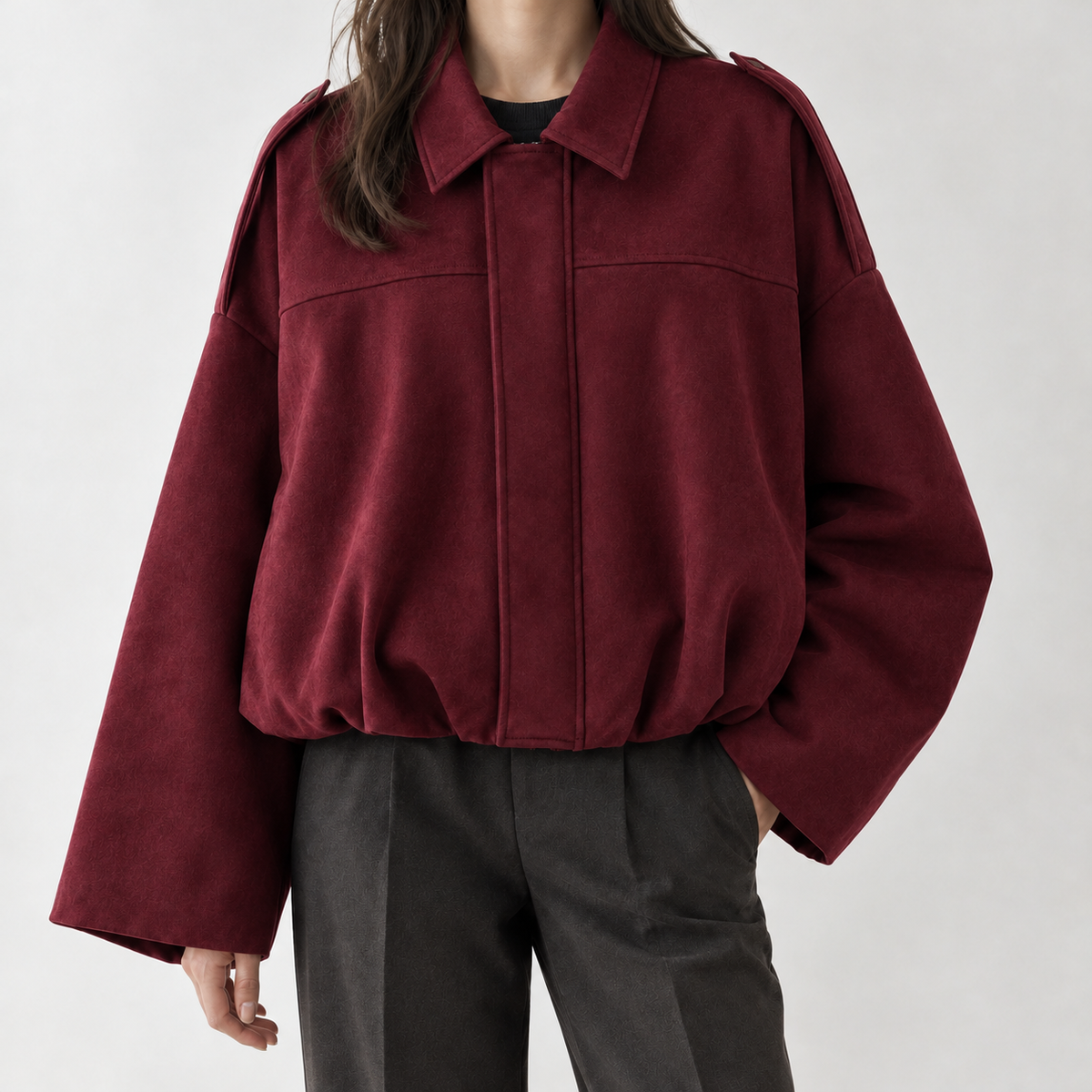 Belstone Suede Bomber Jacket - Wine Red