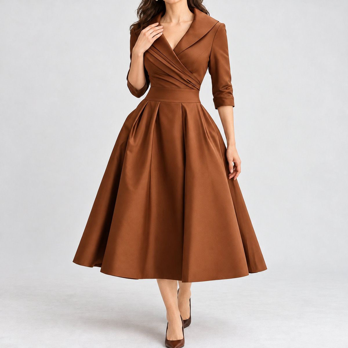 Denholm Fit And Flare Dress - Brown