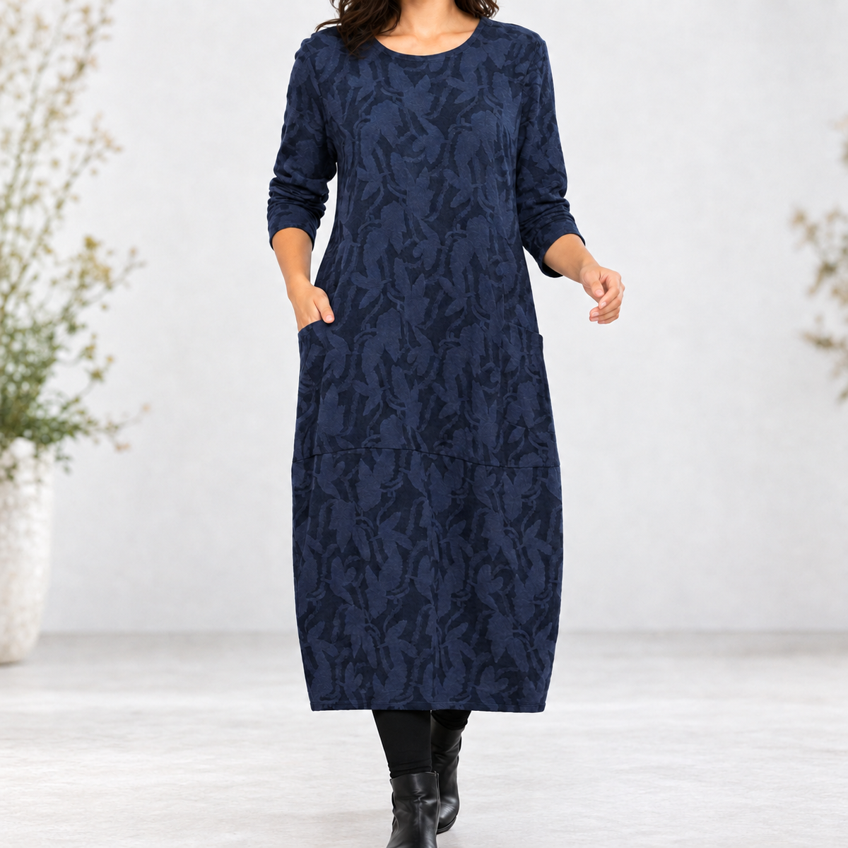Alma Cocoon Midi Dress - Blue