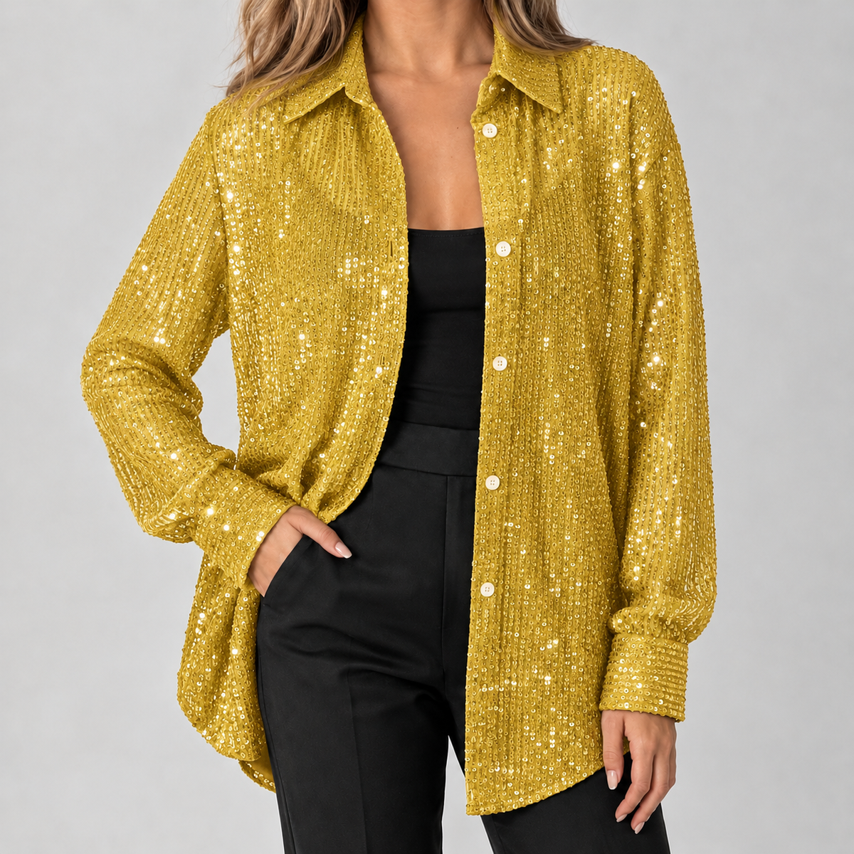 Bradnop Sequin Shirt - Gold
