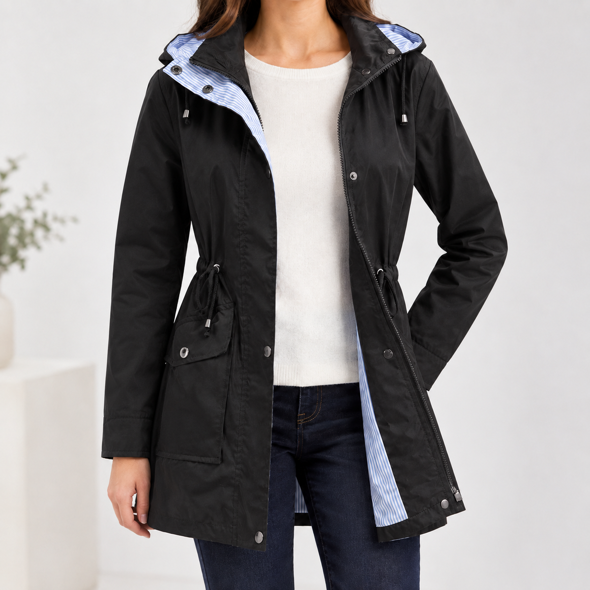 Geraldine Hooded Jacket - Extremely Dark Night