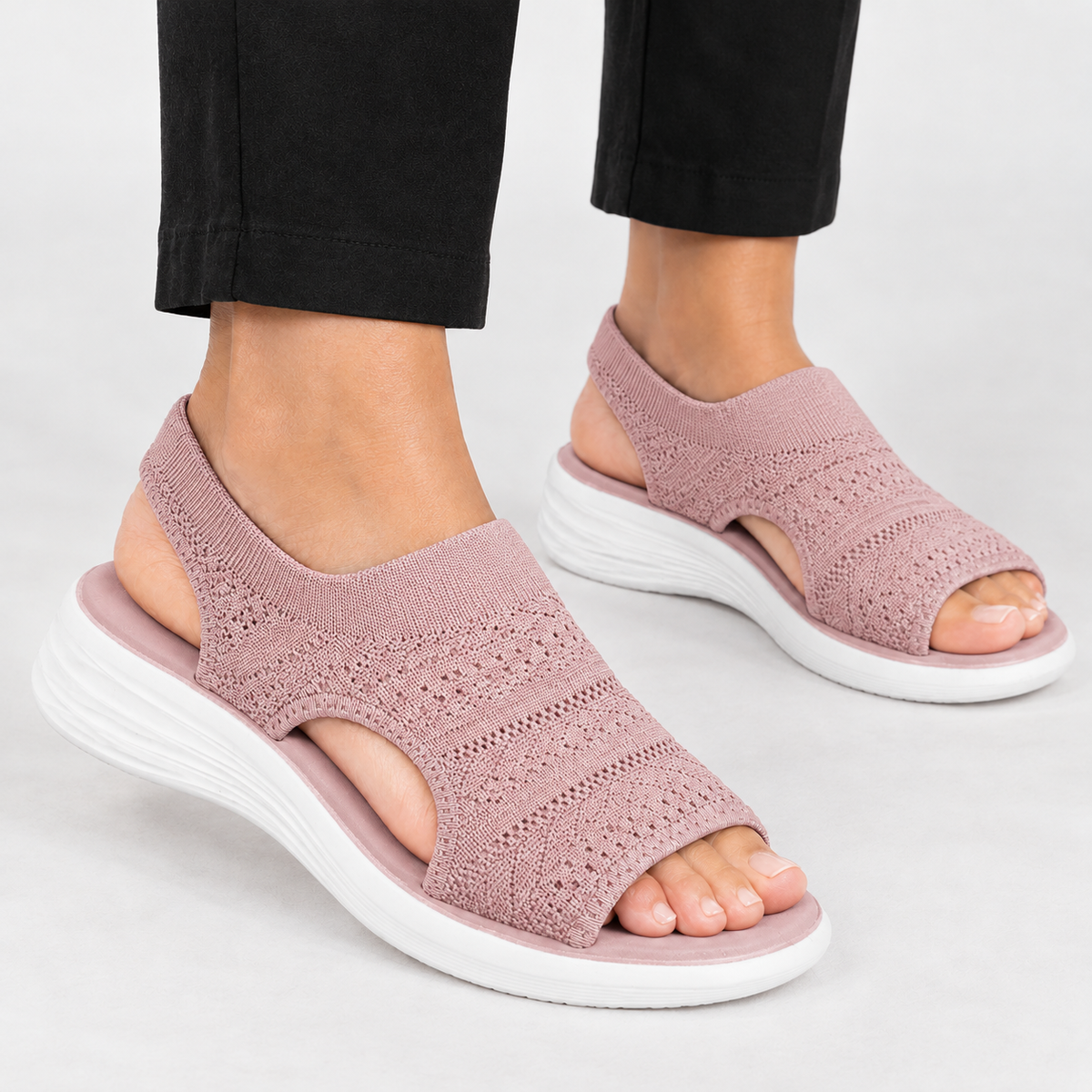 Kingham Knit Wedge Sandals - Pink