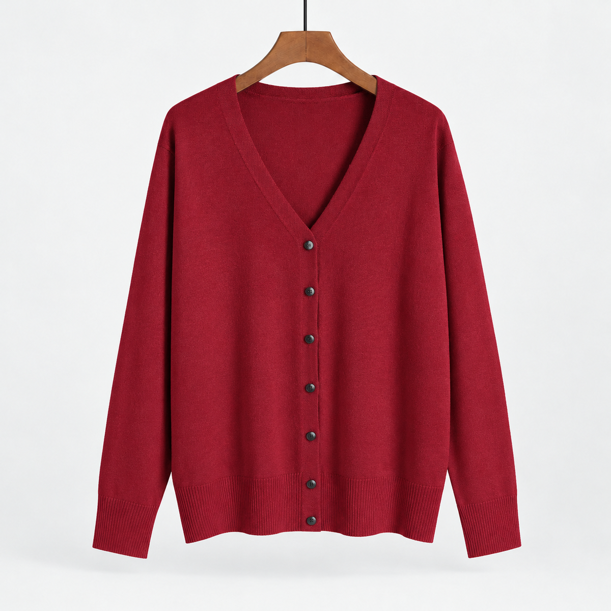 Rampside Button Front Cardigan - Cherry Red