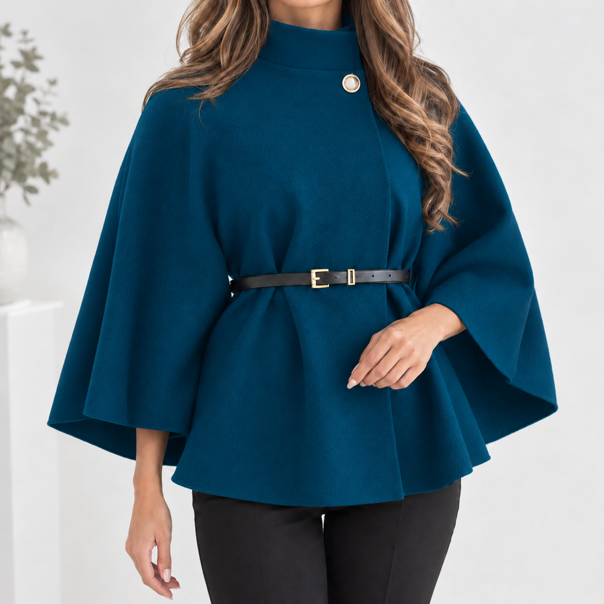 Witheridge Belted Cape Jacket - Denim Blue