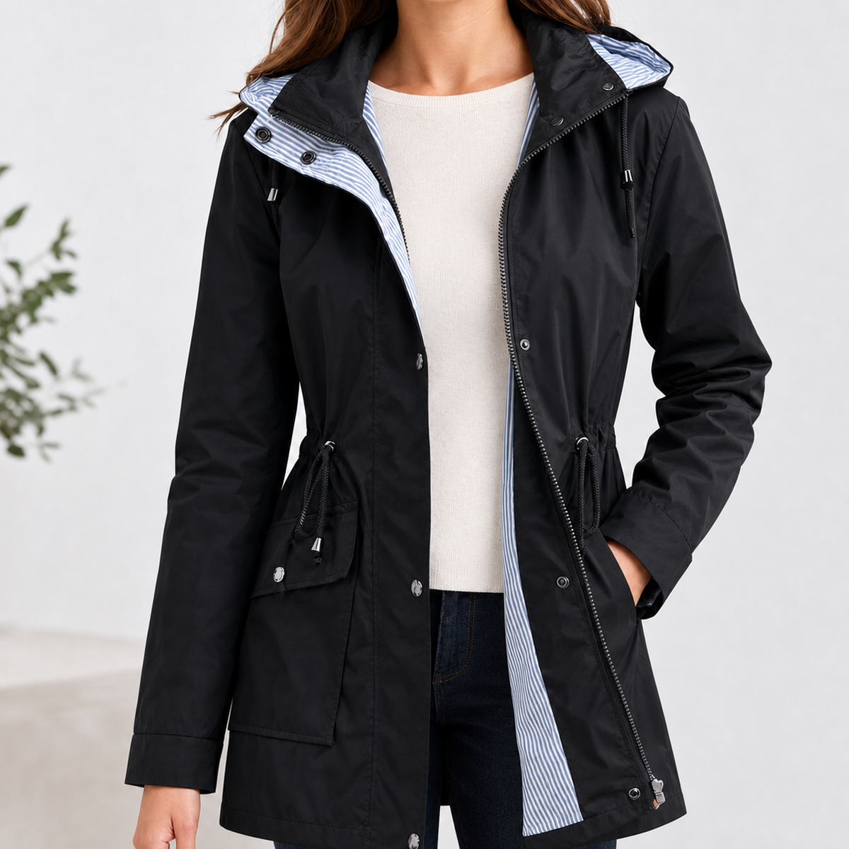 Geraldine Hooded Jacket - Extremely Dark Night