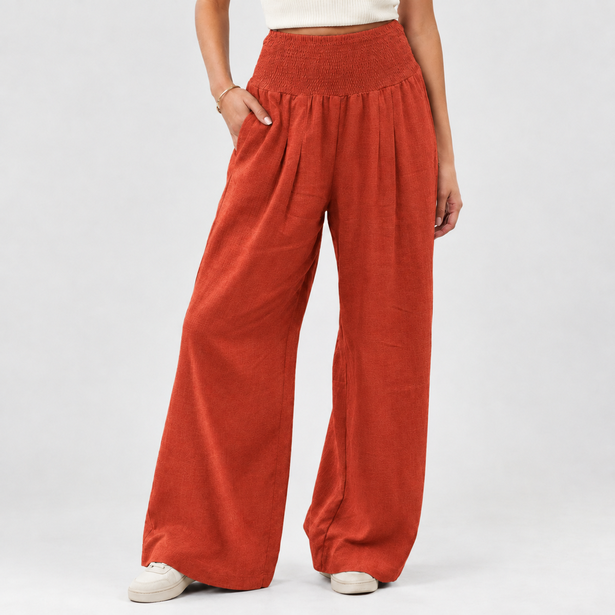 Milldale Wide Leg Pants - Orange Red
