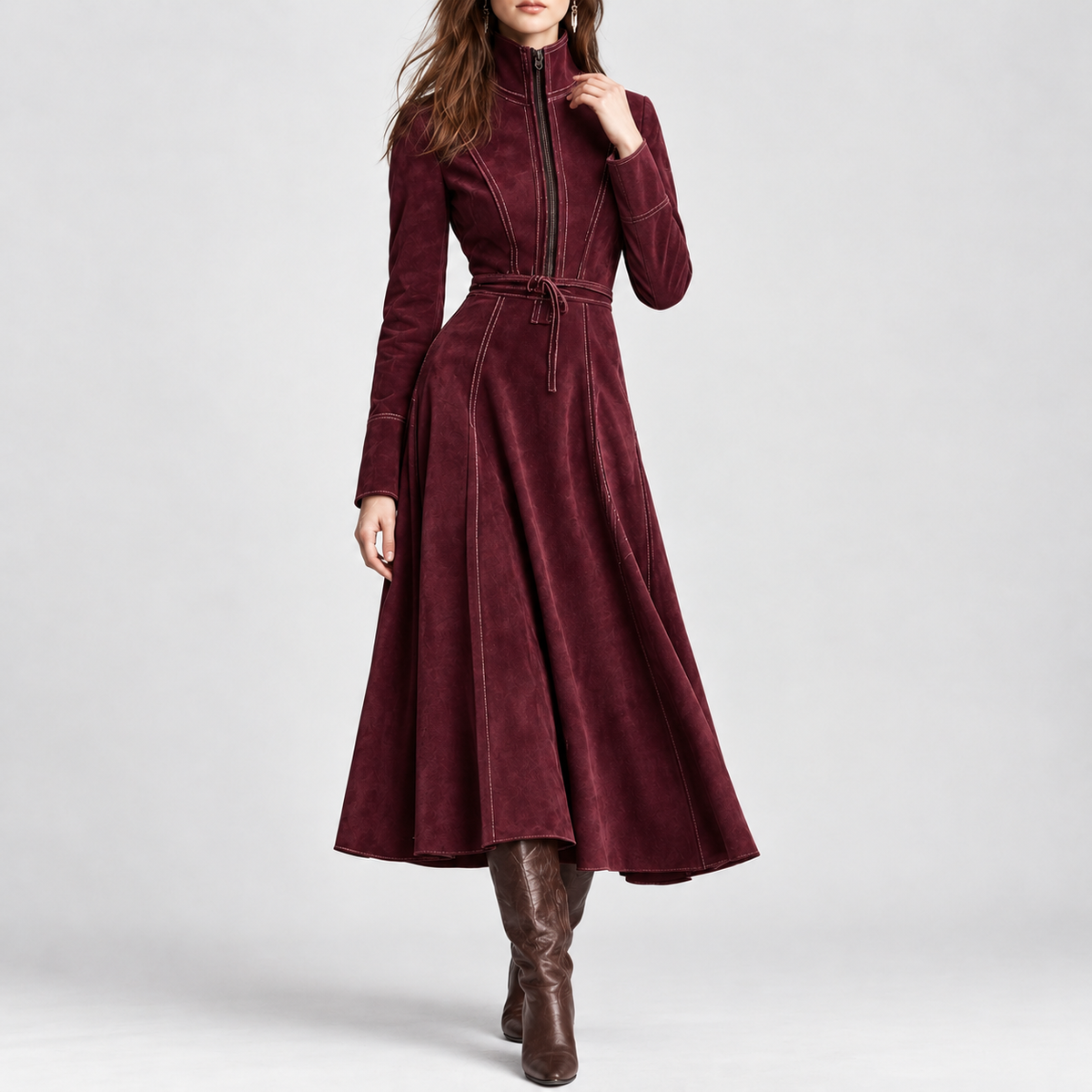 Urswick A-Line Dress - Wine Red