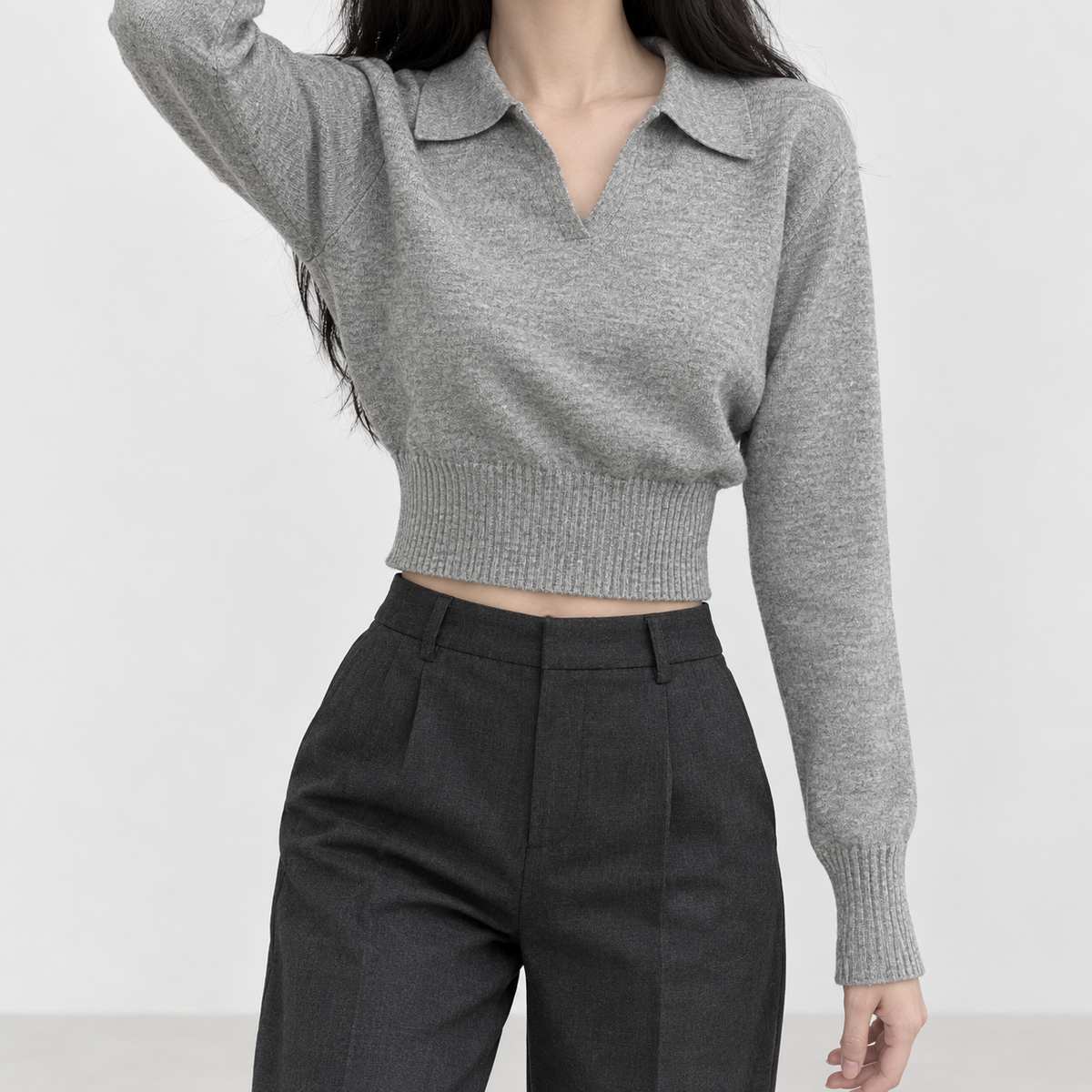 Silverburn Polo Knit Top - Gray