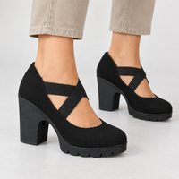 Staithes Cross Strap Heels - Black