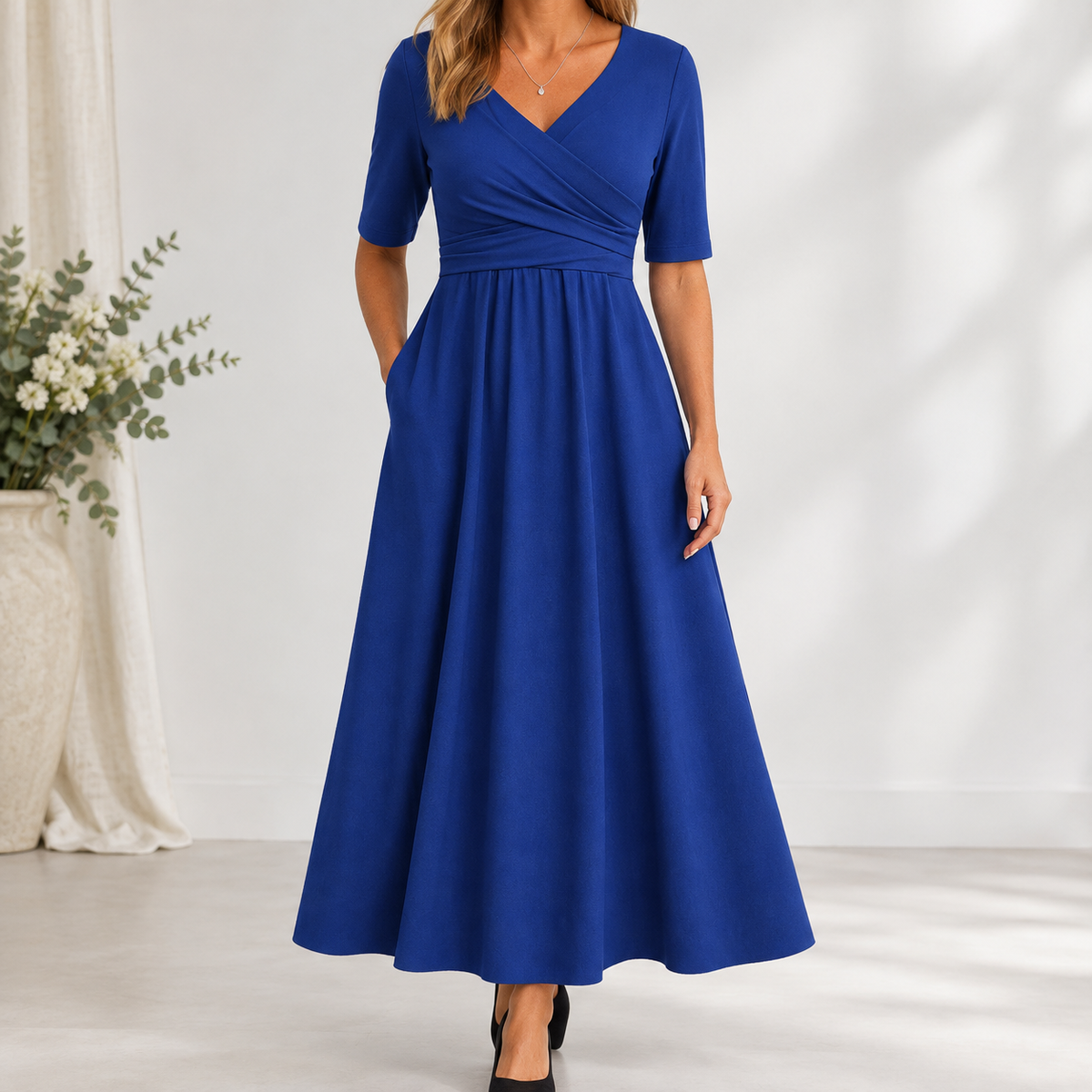 Holme Wrap Maxi Dress - Dark Blue