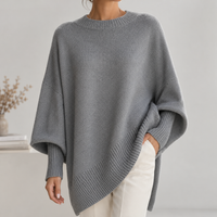 Bromlow Poncho Knit Sweater - Gray