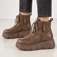 Pateley Platform Ankle Boots - Brown