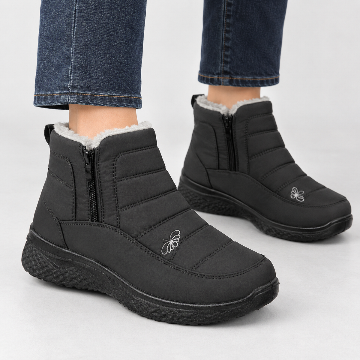 Fiorella Quilted Ankle Boots - Black