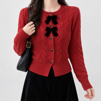 Greygarth Bow Cardigan - Red