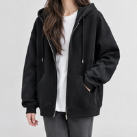 Lamellion Relaxed Zip Hoodie - Black