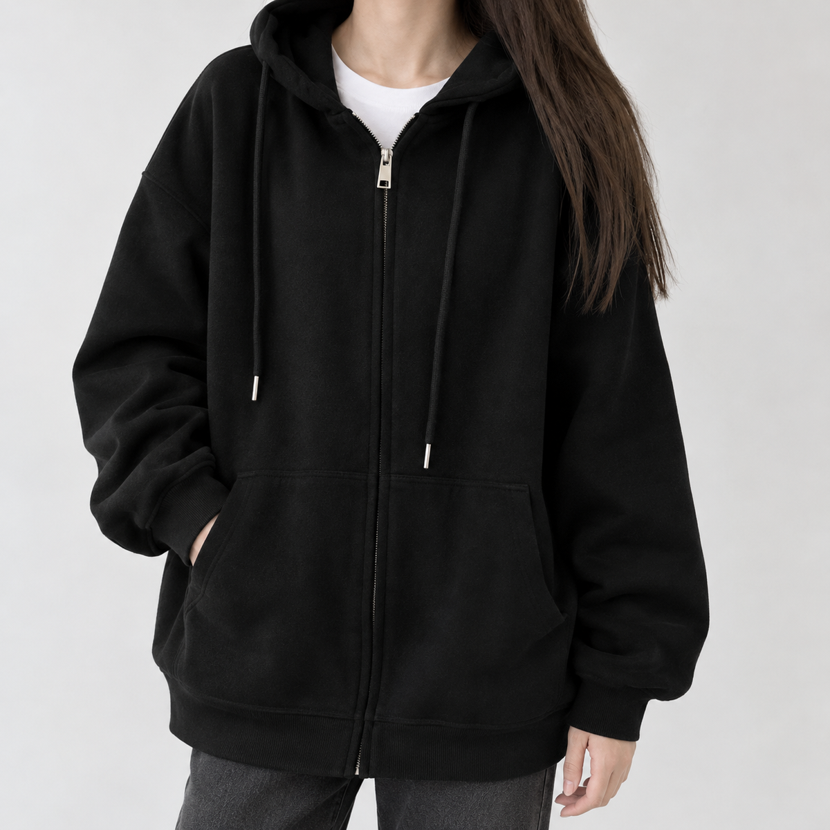 Satterthwaite Oversized Zip Hoodie - Black