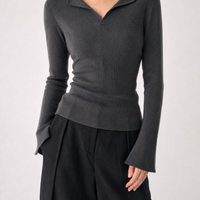 Livia V Neck Top - Gray