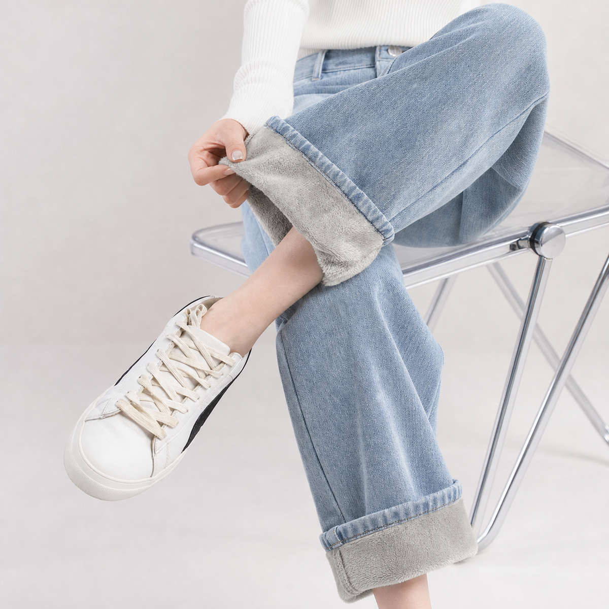 Hackforth Wide Leg Jeans - Light Blue